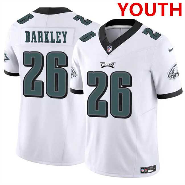 Youth Philadelphia Eagles #26 Saquon Barkley White 2023 F.U.S.E Vapor Untouchable Limited Stitched Jersey Dzhi->customized nfl jersey->Custom Jersey